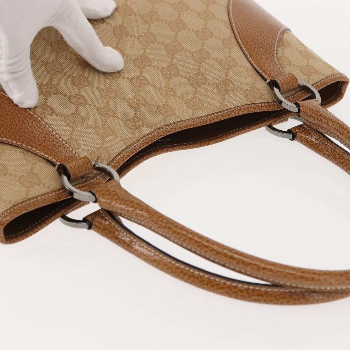 Gucci Vintage Ring Tote GG Canvas with Leather, BEIGE, CANVAS, Tote bag