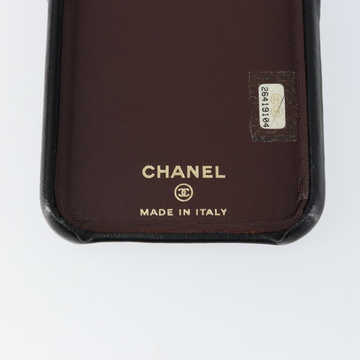 Chanel Iphone Case Quilted Lambskin, BLACK, LEATHER, Tech accessory