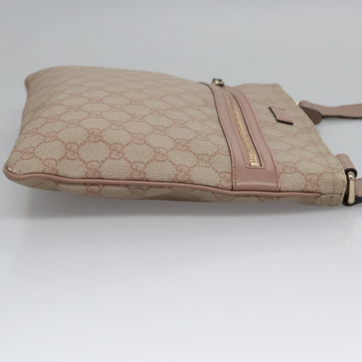 Gucci Front Zip Flat Messenger Bag GG Coated Canvas, BEIGE, CANVAS, Shoulder bag