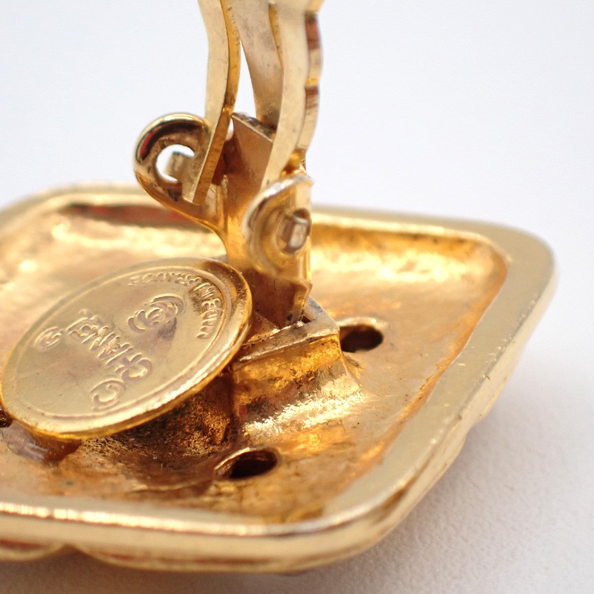 Chanel Vintage CC Diamond Shape Clips-On Earrings Gold-Plated, GOLD, GOLD_PLATED, Earrings
