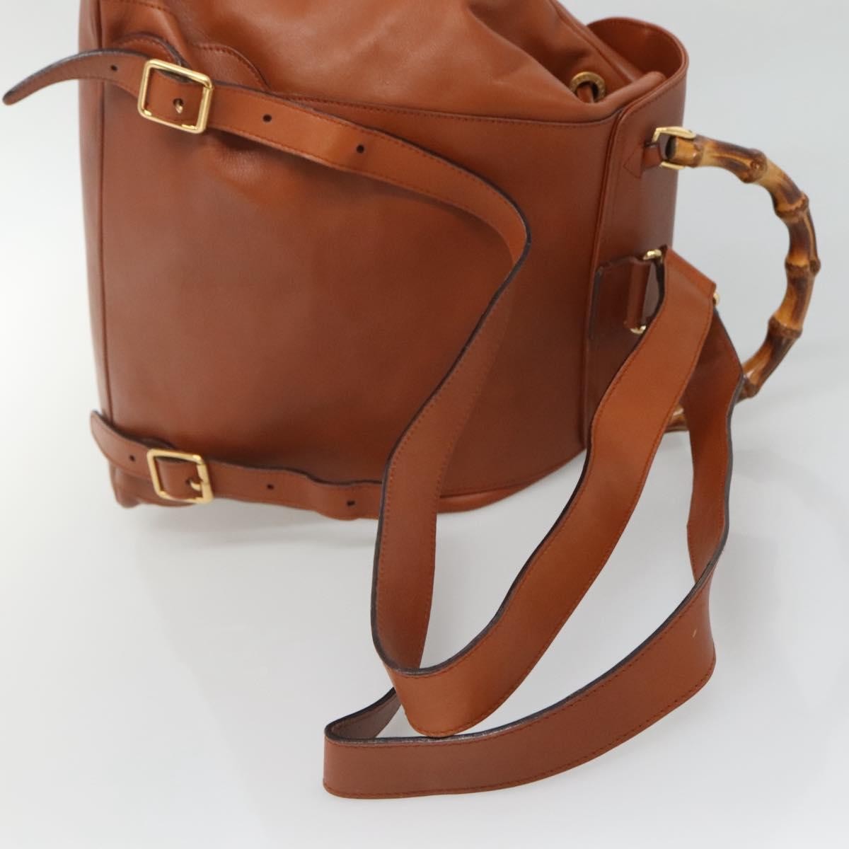 Gucci Vintage Bamboo Backpack Leather, BROWN, LEATHER, Backpack