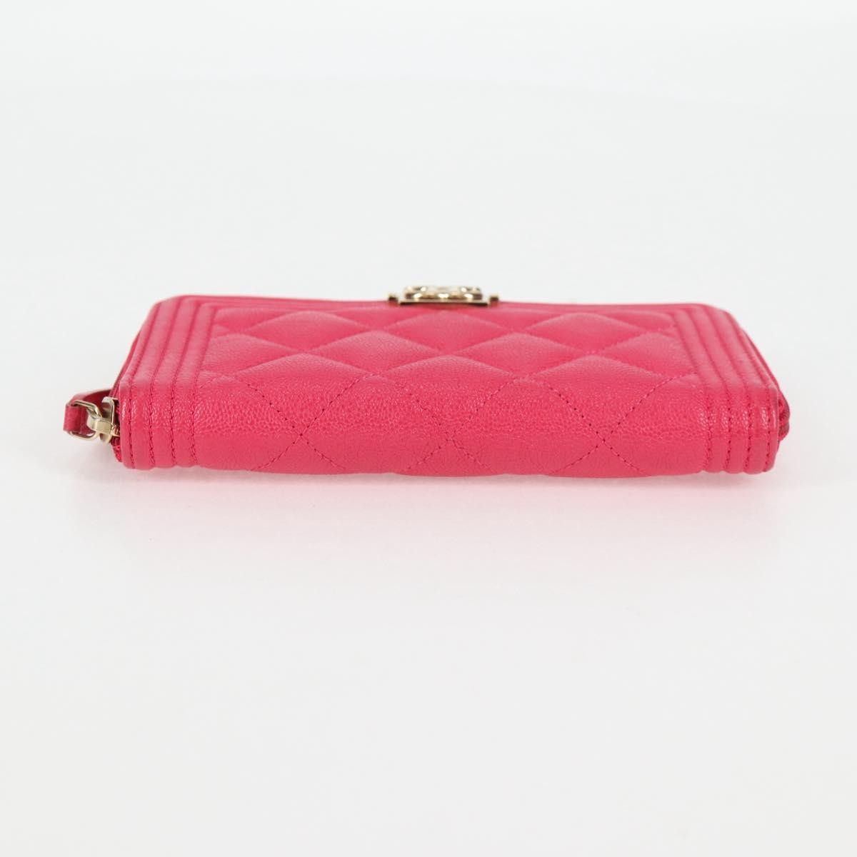 Chanel Compact Boy Wallet Caviar, PINK, LEATHER, Wallets