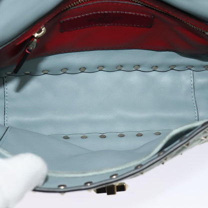 Valentino Garavani Rockstud Spike Flap Bag Quilted Suede, BLUE, SUEDE, Shoulder bag