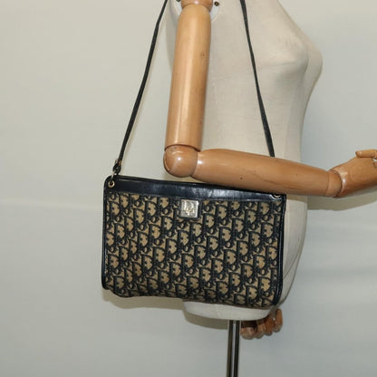 Christian Dior Vintage Trotter Shoulder Bag Canvas, NAVY, CANVAS, Shoulder bag