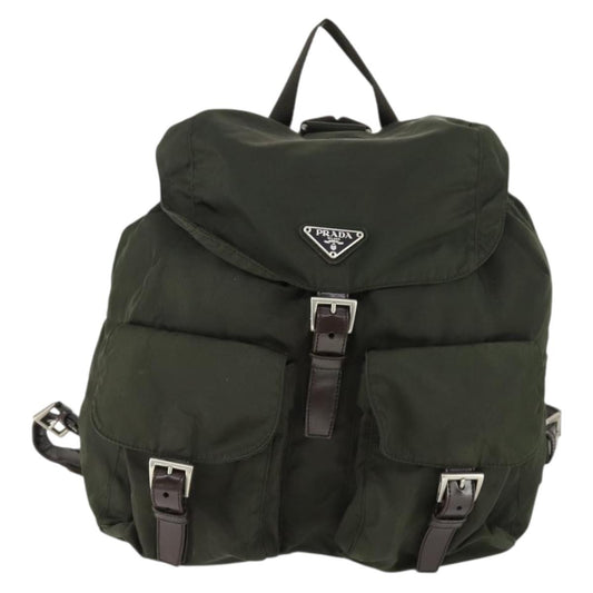 Prada Double Front Pocket Backpack Tessuto, KHAKI, NYLON, Backpack