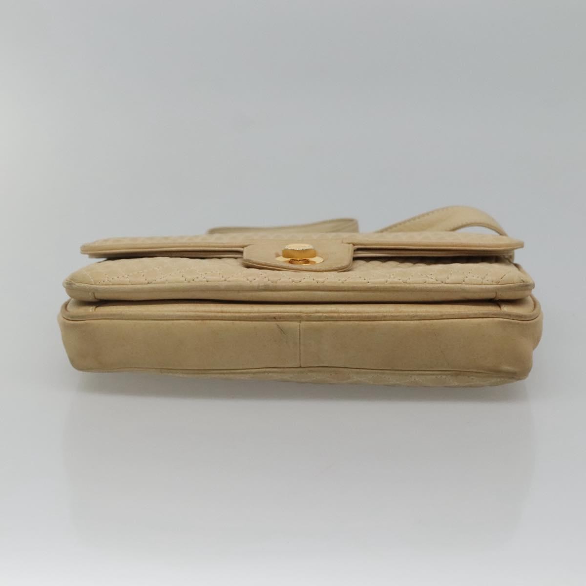 Bally Vintage Chain Shoulder Bag Quilted Leather, BEIGE, LEATHER, Shoulder bag