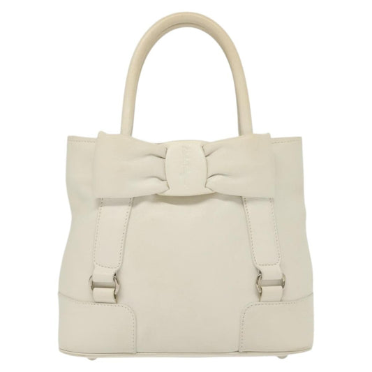 Salvatore Ferragamo Vala Leather, WHITE, LEATHER, Handbag