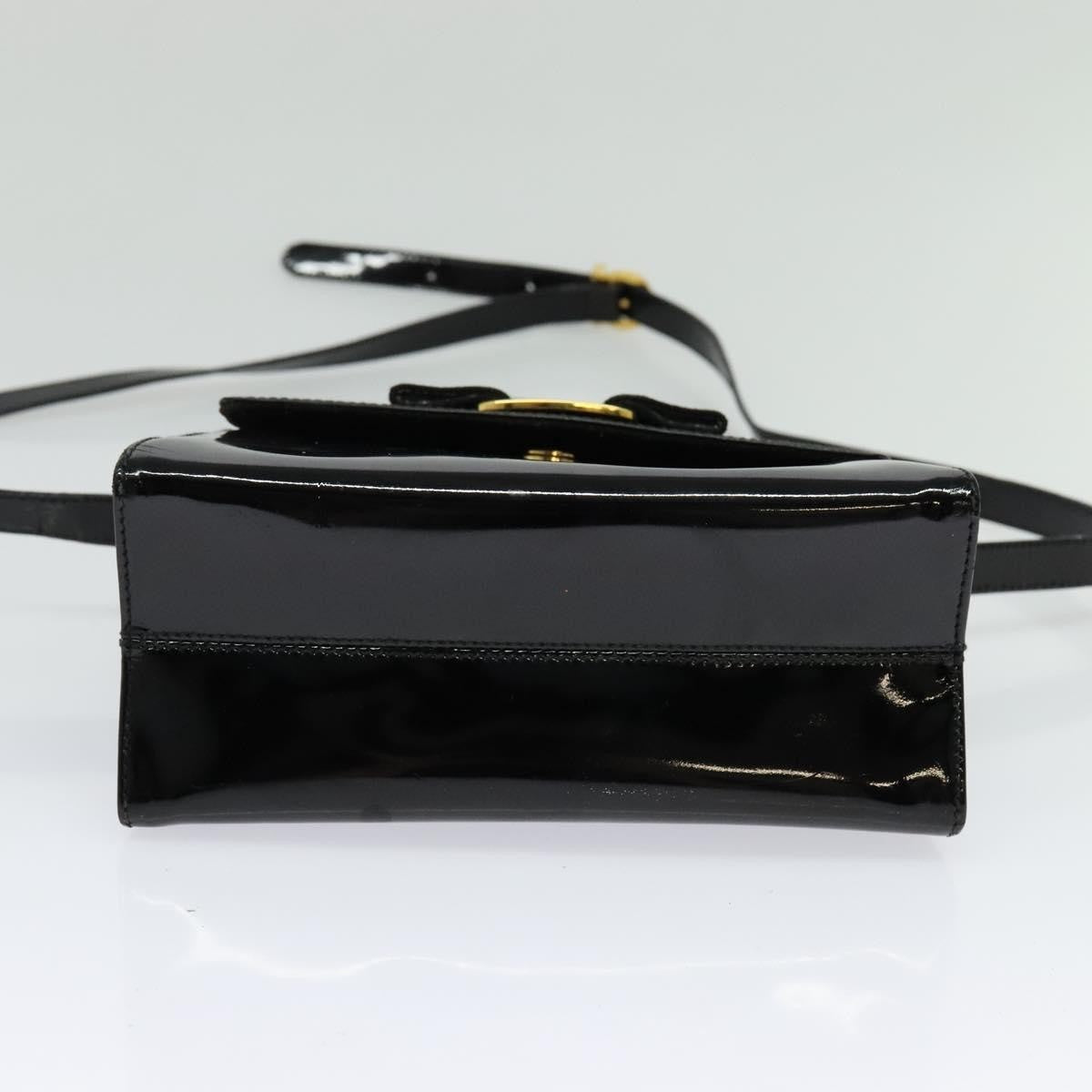 Salvatore Ferragamo Vintage Vara Bow Top Handle Bag Patent Leather, BLACK, PATENT_LEATHER, Handbag