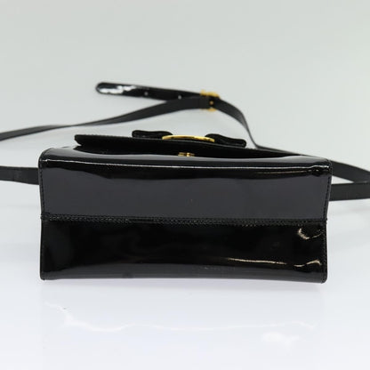 Salvatore Ferragamo Vintage Vara Bow Top Handle Bag Patent Leather, BLACK, PATENT_LEATHER, Handbag
