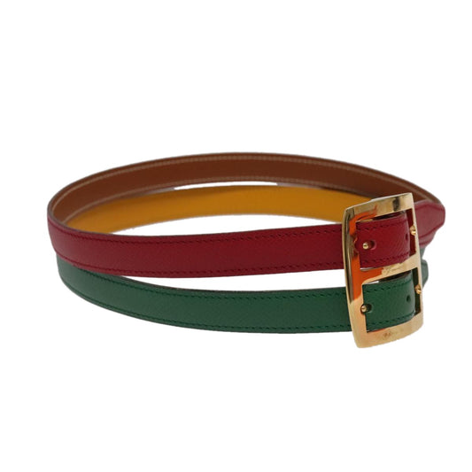 Hermes Double Hole Buckle Belt Metal and Leather, Multicolour, Leather, Belt
