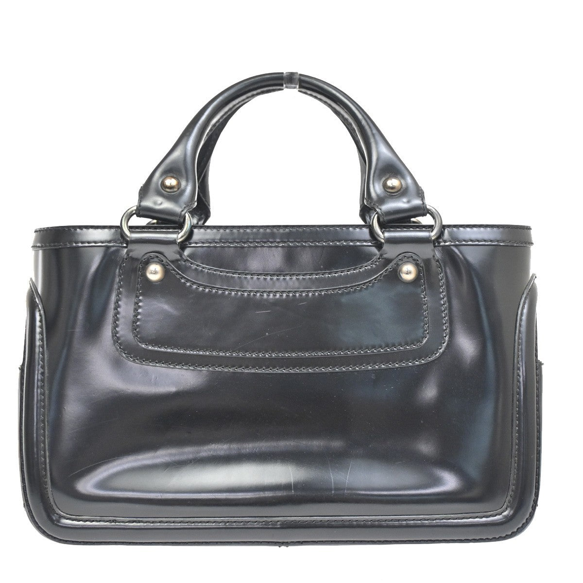 Celine Boogie Satchel Leather, BLACK, LEATHER, Tote bag