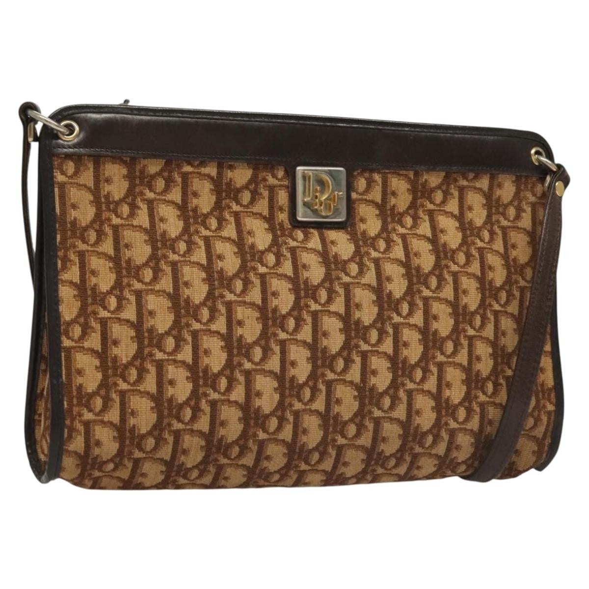 Christian Dior Vintage Trotter Shoulder Bag Canvas, BROWN, CANVAS, Shoulder bag