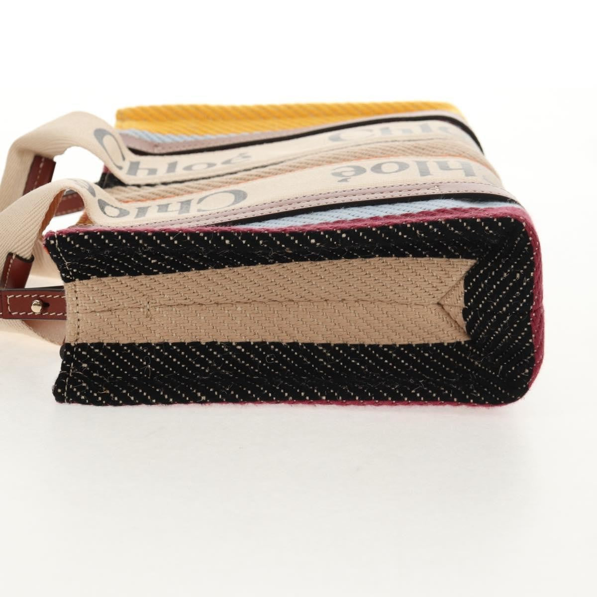 Chloe Woody Tote Canvas with Leather, MULTICOLOUR, CANVAS, Tote bag