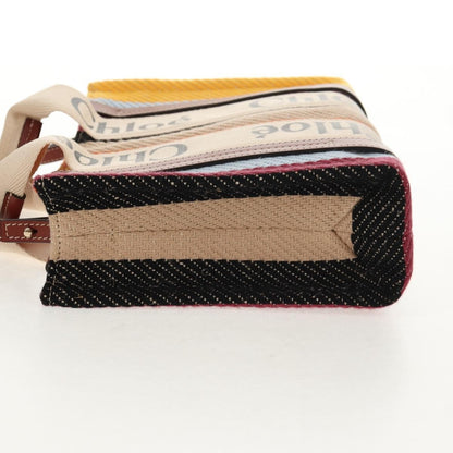 Chloe Woody Tote Canvas with Leather, MULTICOLOUR, CANVAS, Tote bag