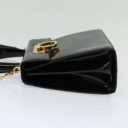 Salvatore Ferragamo Gancini Convertible Top Handle Bag Patent Leather, BLACK, PATENT_LEATHER, Handbag