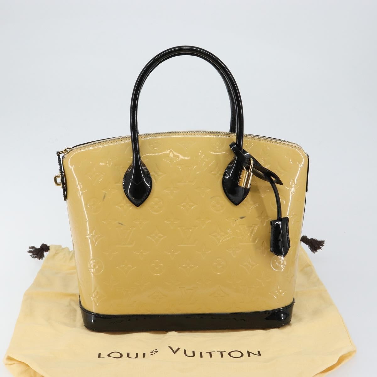 Louis Vuitton Lockit Handbag Monogram Vernis, BEIGE, PATENT_LEATHER, Tote bag