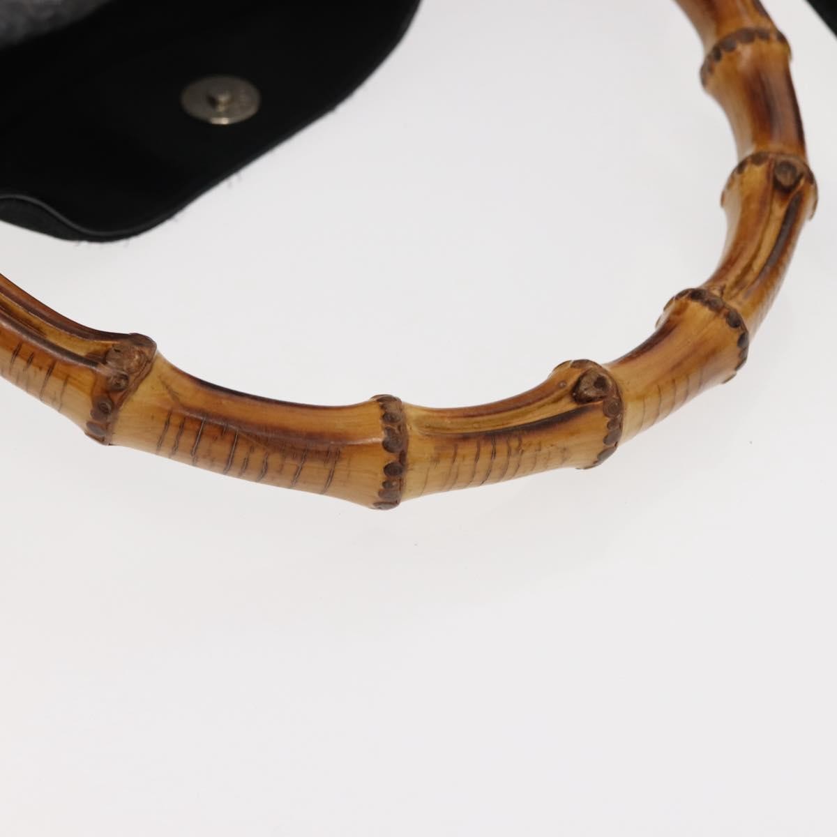 Gucci Vintage Bamboo Handle Bag Nylon, BLACK, NYLON, Handbag