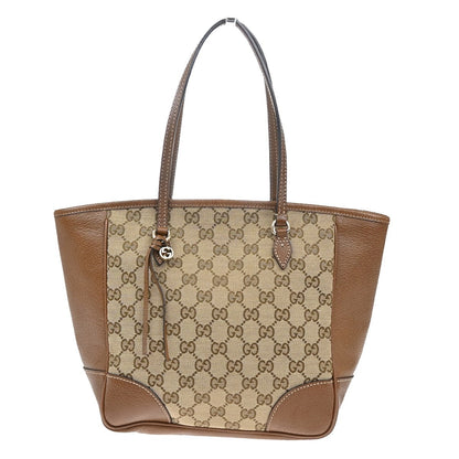Gucci Bree Tote GG Canvas with Leather, BROWN, CANVAS, Tote bag