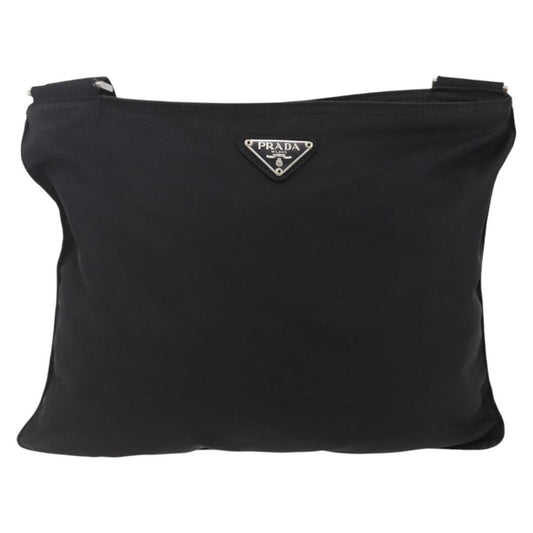 Prada Flat Messenger Bag Tessuto, BLACK, NYLON, Shoulder bag