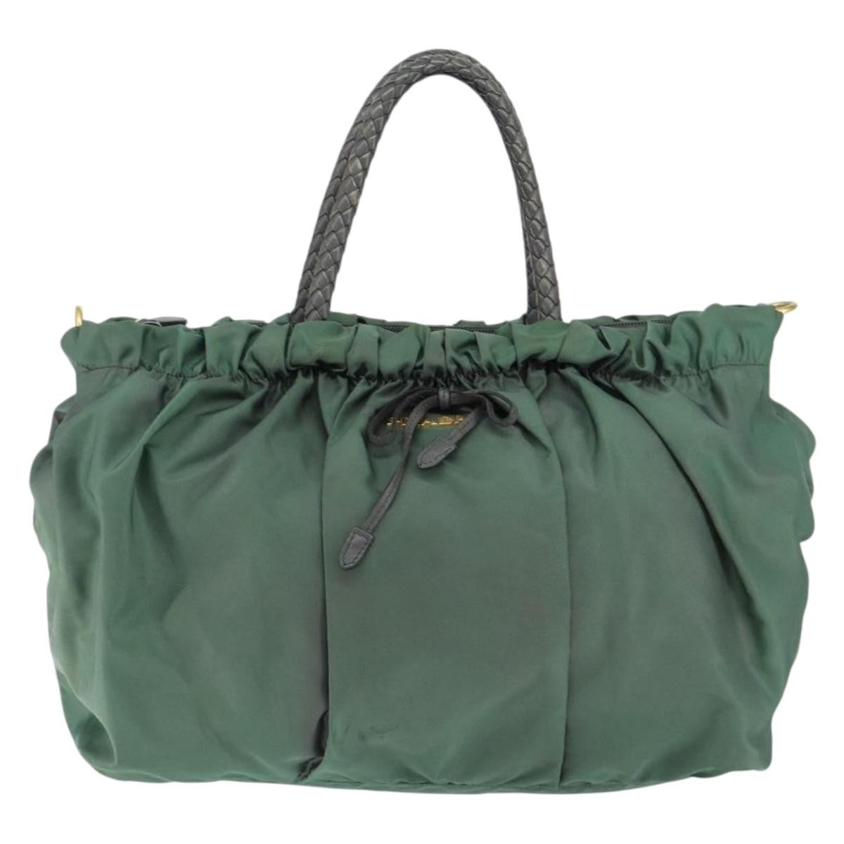 Prada Convertible Bow Tote Tessuto, GREEN, NYLON, Handbag