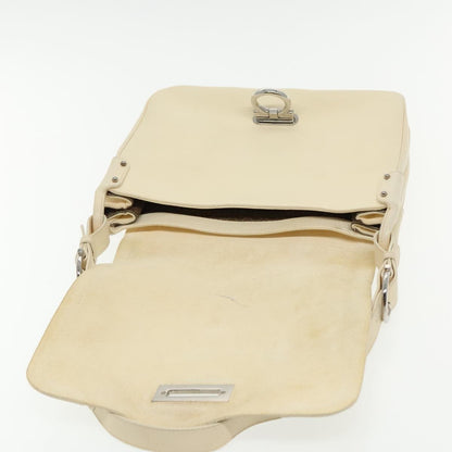 Salvatore Ferragamo Gancini Shoulder Bag Leather, BEIGE, LEATHER, Shoulder bag