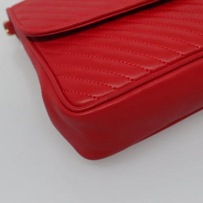 Celine Chain Shoulder Bag Leather, RED, LEATHER, Shoulder bag