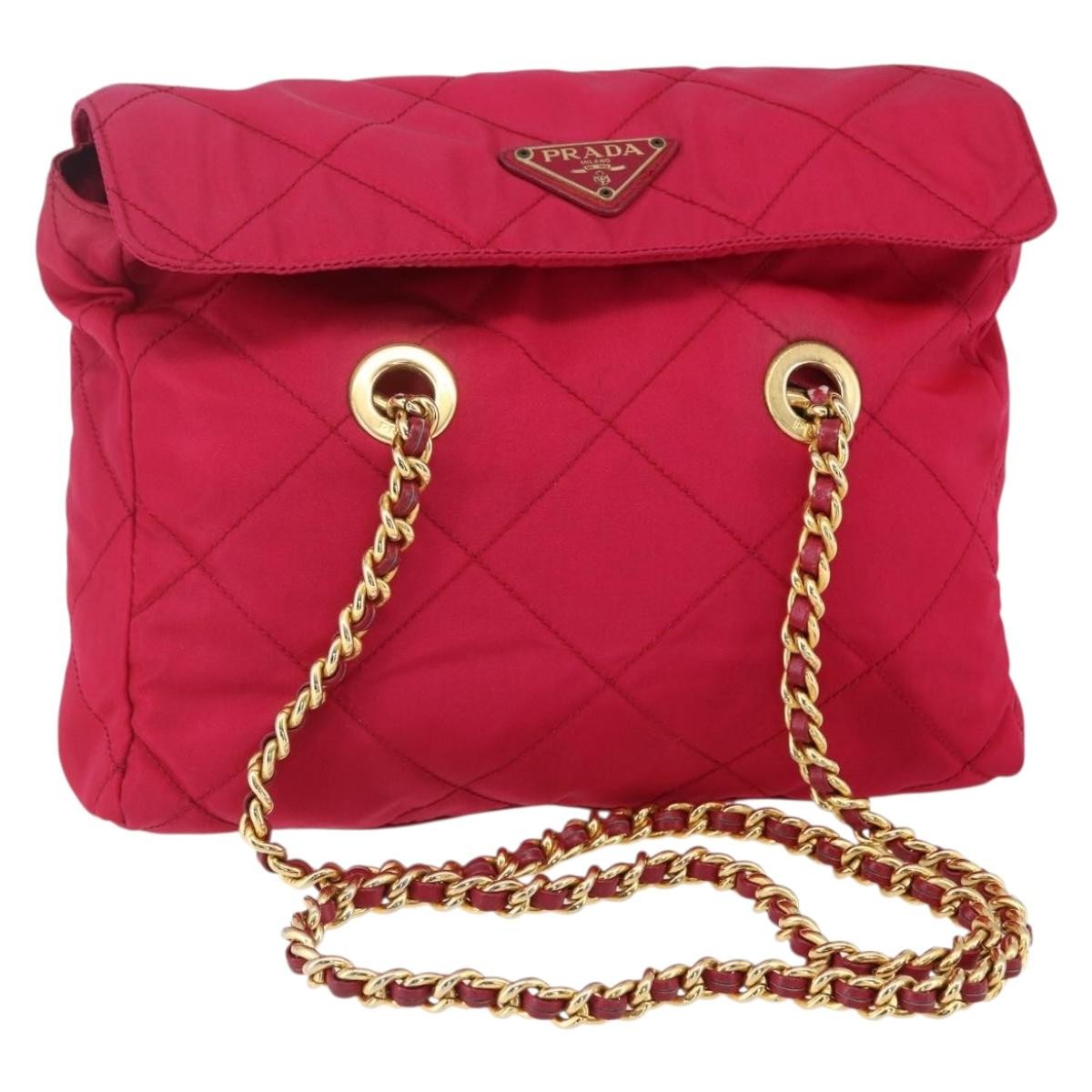 Prada Re-Edition 1995 Chain Tote Quilted Re-Nylon, Pink, Nylon, Shoulder Bag