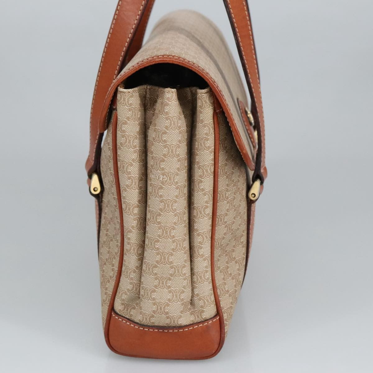 Celine Vintage Macadam Handbag Macadam, BEIGE, PVC,CANVAS, Handbag