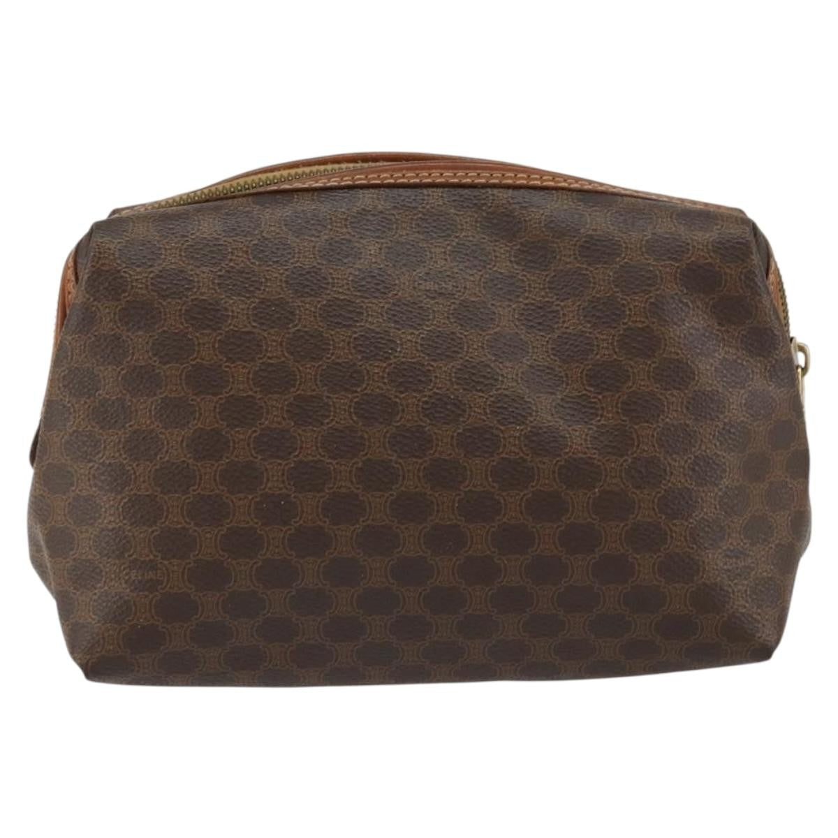 Celine Macadam Pochette Canvas and Leather, BROWN, CANVAS, Clutche & pouche