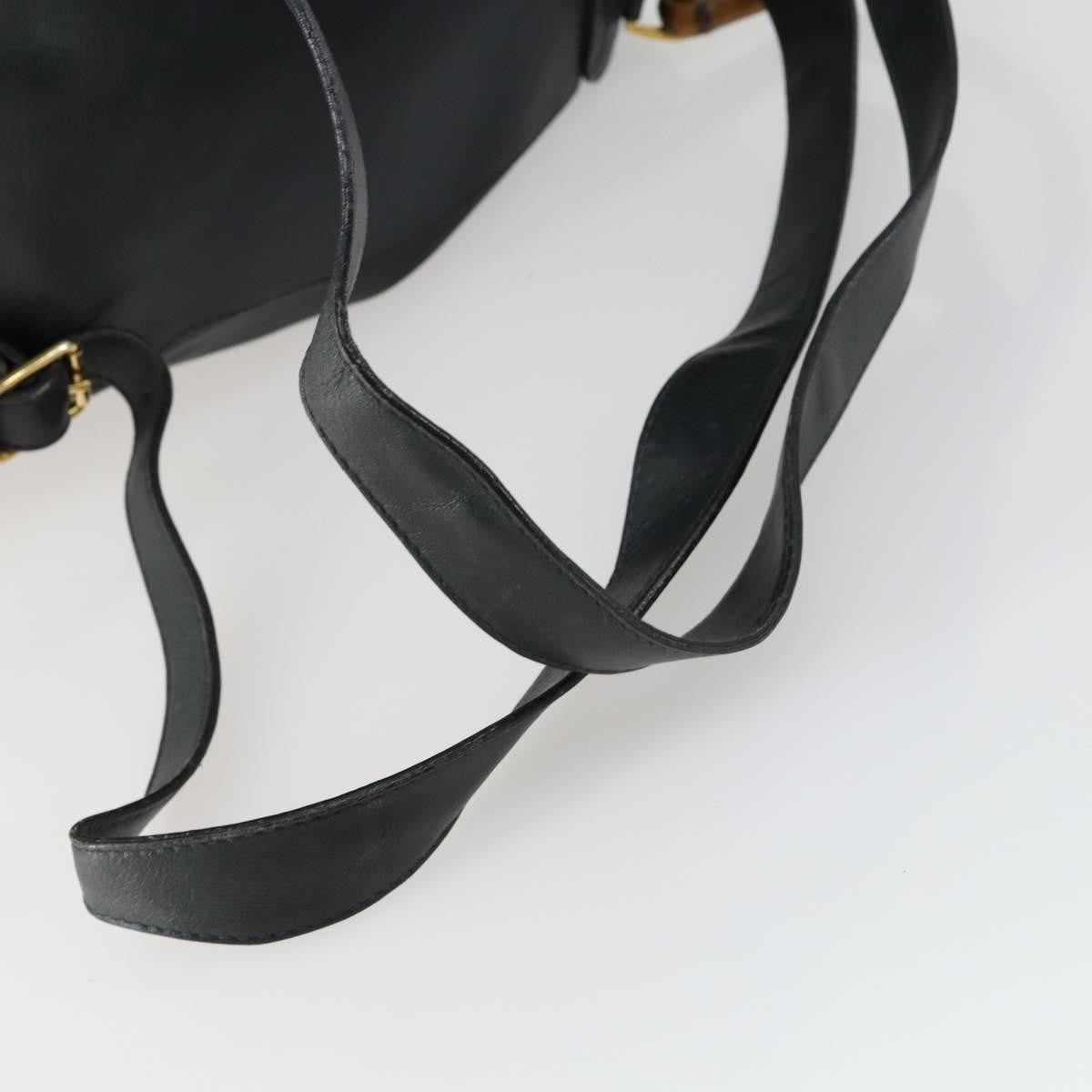 Gucci Vintage Bamboo Backpack Leather, BLACK, LEATHER, Backpack