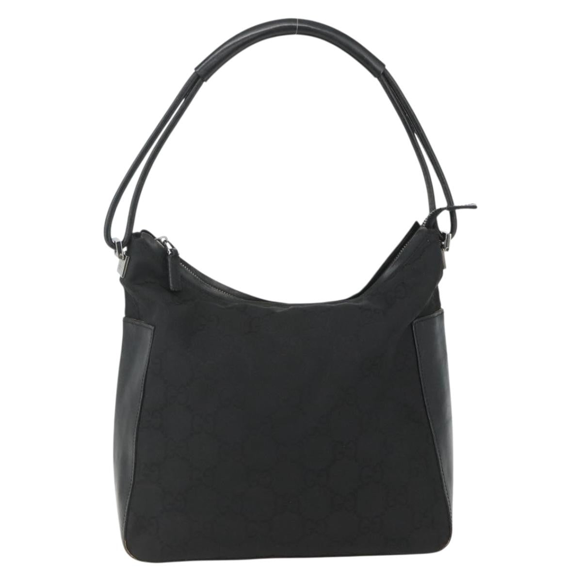 Gucci Vintage Zip Hobo GG Canvas and Leather, BLACK, CANVAS, Shoulder bag