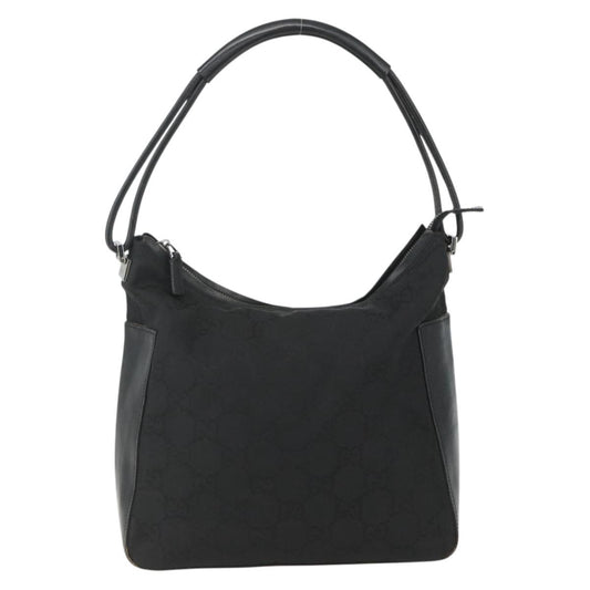 Gucci Vintage Zip Hobo GG Canvas and Leather, BLACK, CANVAS, Shoulder bag