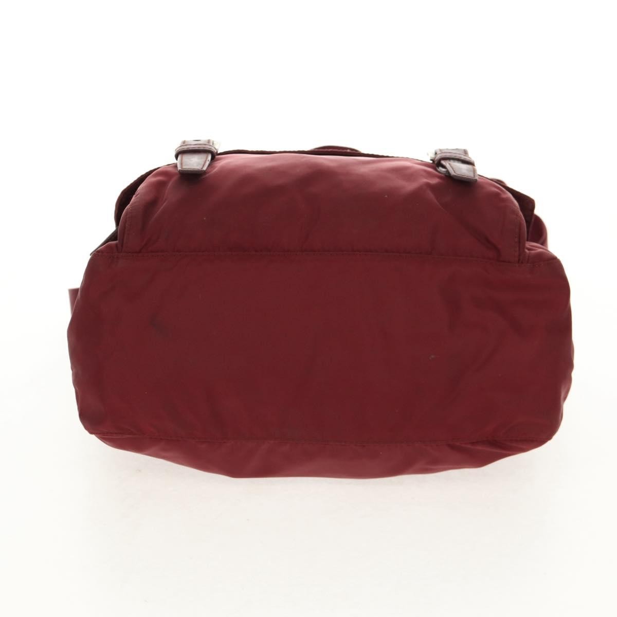 Prada Double Buckle Flap Messenger Bag Tessuto, BURGUNDY, NYLON, Shoulder bag