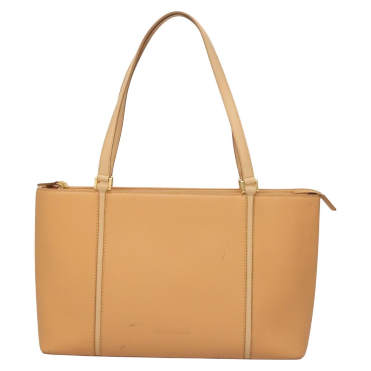 Burberry Handle Tote Leather, BEIGE, LEATHER, Tote bag