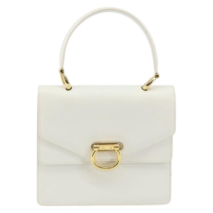 Celine Gancini Handbag Leather, WHITE, LEATHER, Handbag