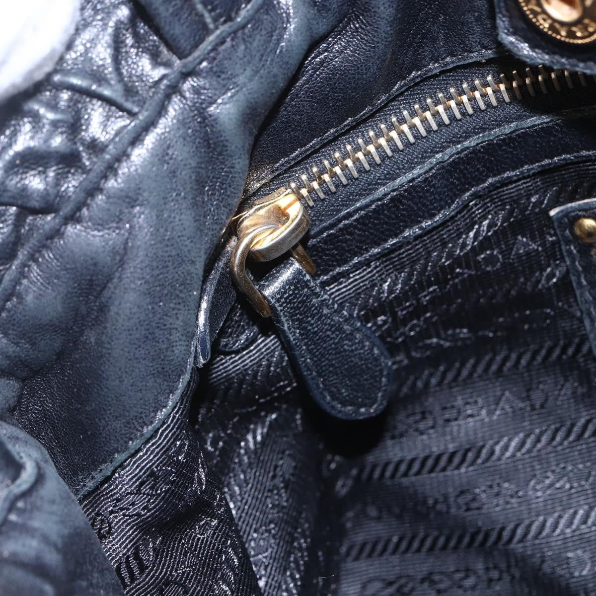 Prada Bow Tie Pleated Tote Leather, BLACK, LEATHER, Handbag