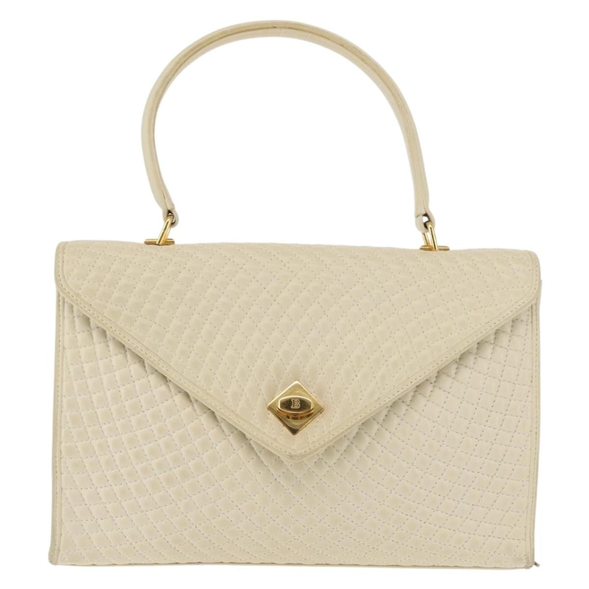 Bally Vintage Handbag Quilted Leather, BEIGE, LEATHER, Handbag