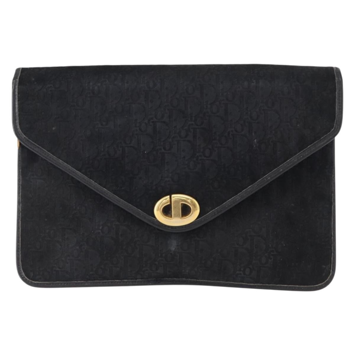 Christian Dior Vintage Trotter Pouch Diorissimo Canvas, BLACK, CANVAS, Clutche & pouche