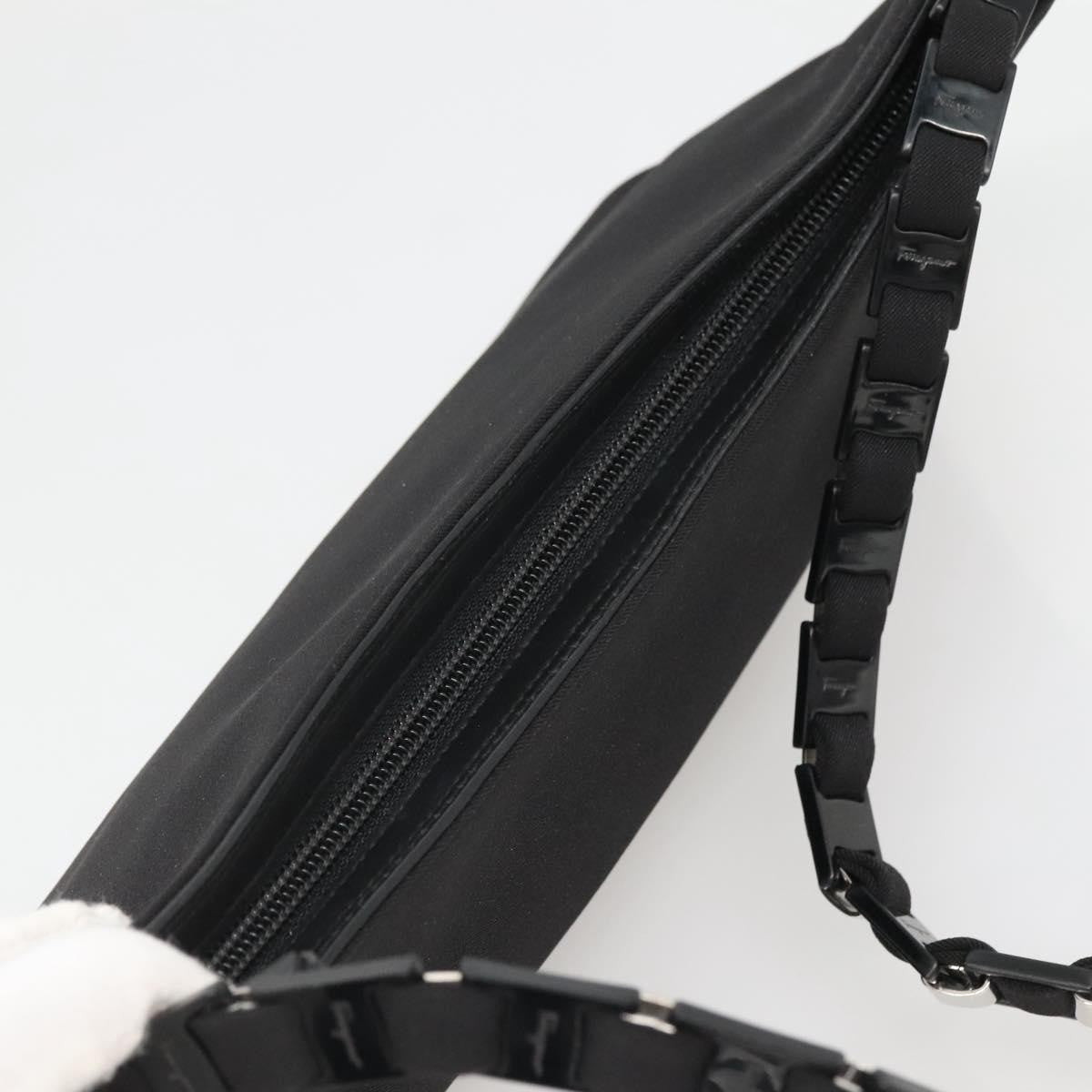 Salvatore Ferragamo Vala Shoulder Bag Nylon, BLACK, NYLON, Shoulder bag