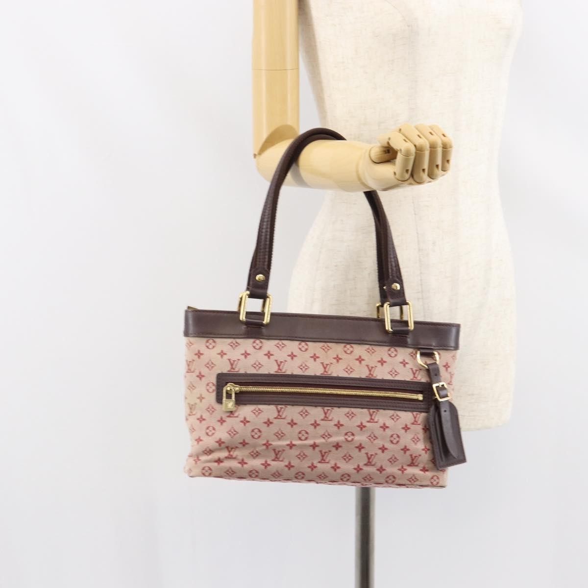Louis Vuitton Lucille Handbag Mini Lin, RED, CANVAS, Handbag