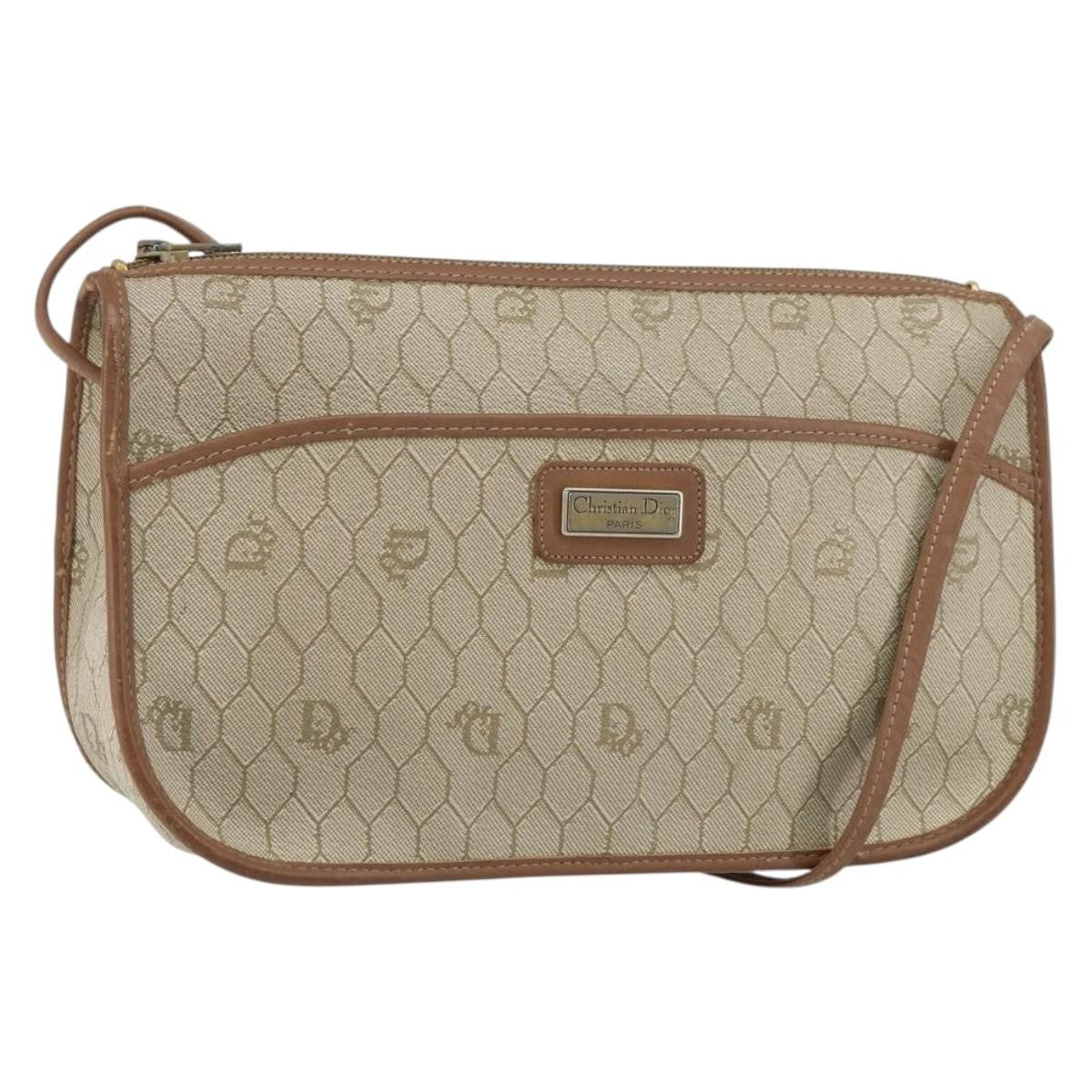 Christian Dior Vintage Honeycomb Shoulder Bag Canvas, BEIGE, CANVAS, Shoulder bag
