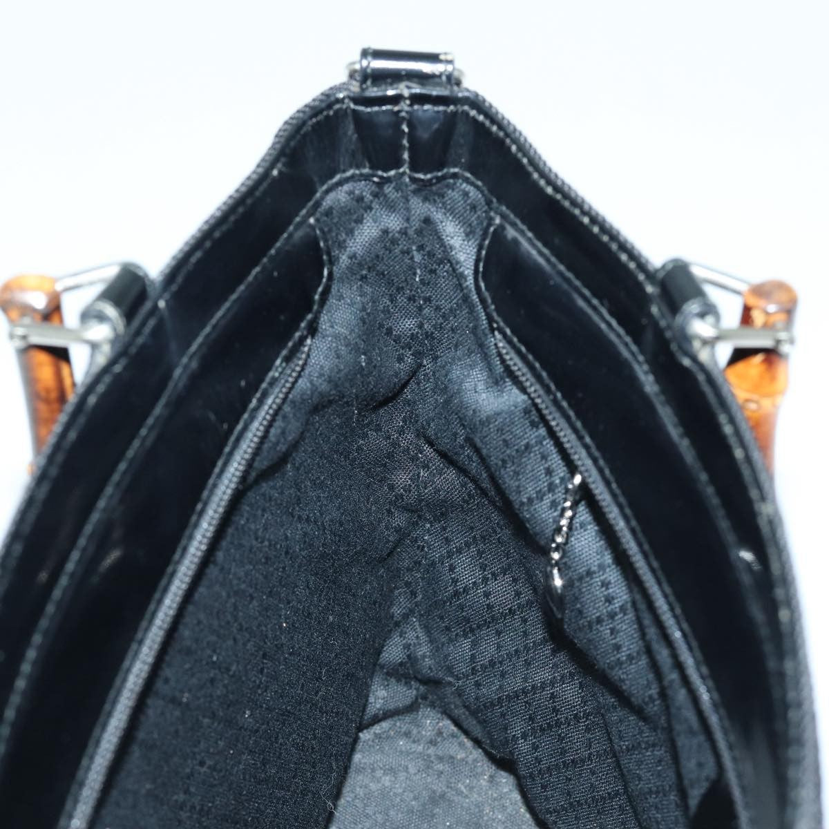 Gucci Vintage Bamboo Handle Tote Canvas, BLACK, CANVAS, Tote bag