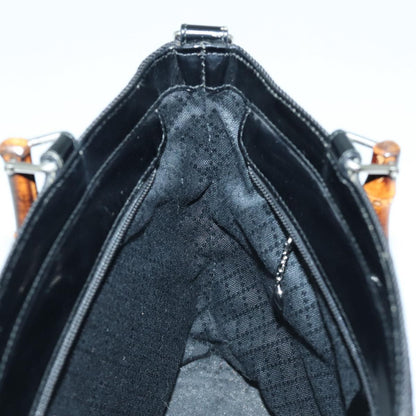 Gucci Vintage Bamboo Handle Tote Canvas, BLACK, CANVAS, Tote bag