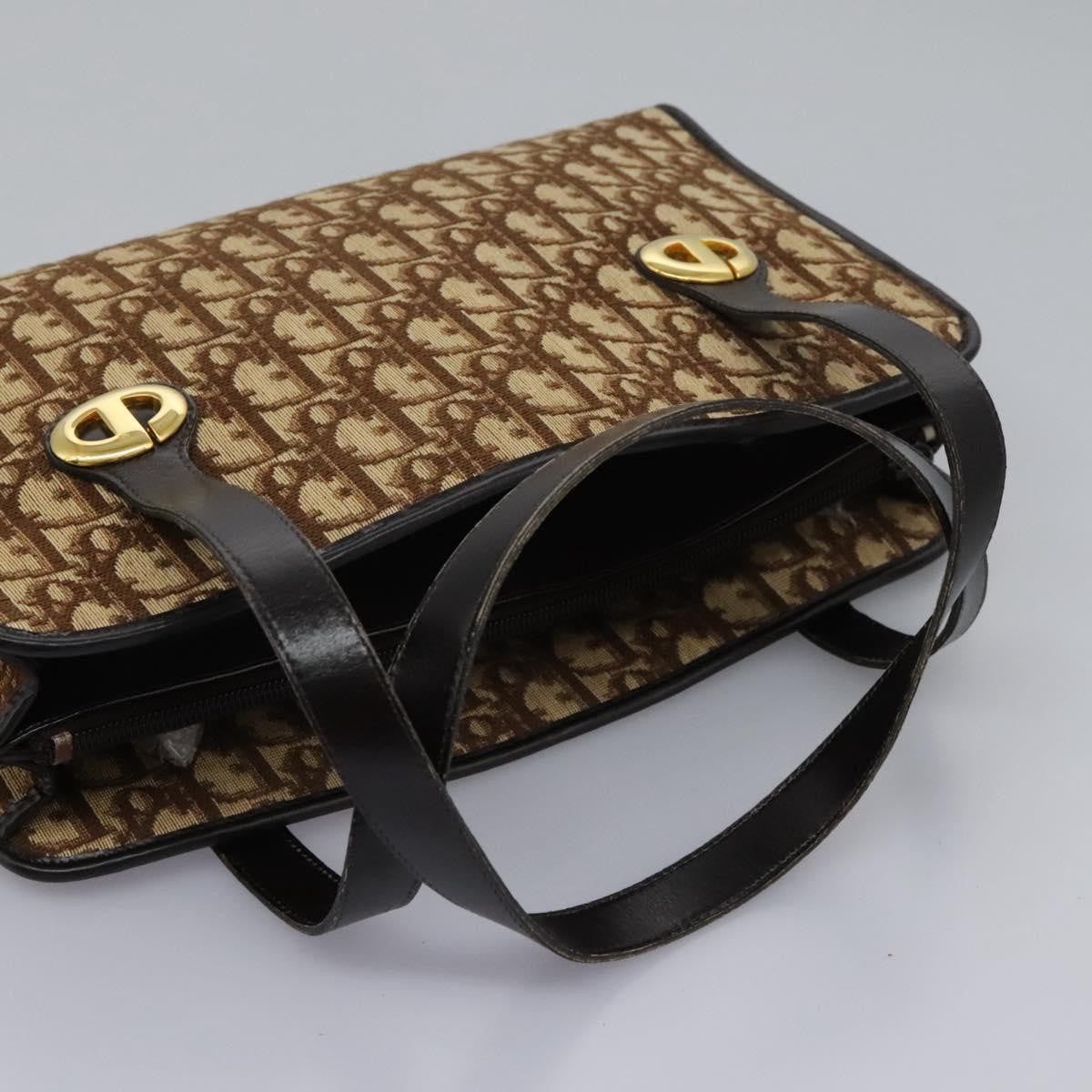 Christian Dior Vintage CD Trotter Handbag Canvas, BROWN, CANVAS, Handbag