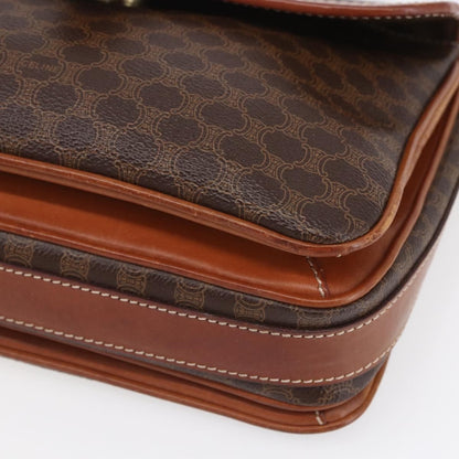 Celine Vintage Macadam Shoulder Bag Canvas and Leather, BROWN, CANVAS, Shoulder bag