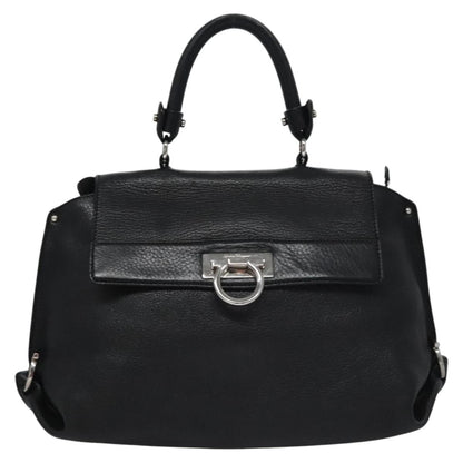 Salvatore Ferragamo Sofia Satchel Leather, BLACK, LEATHER, Handbag