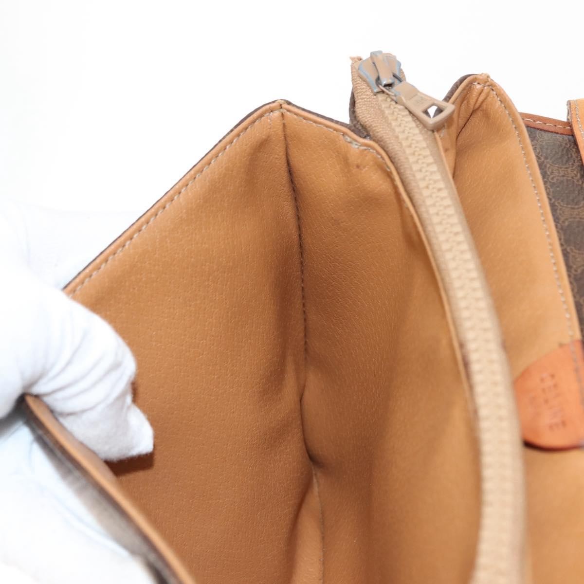 Celine Vintage Macadam Shoulder Bag Canvas, BROWN, CANVAS, Shoulder bag