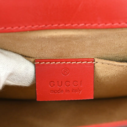 Gucci Sylvie Shoulder Bag Leather, RED, LEATHER, Shoulder bag