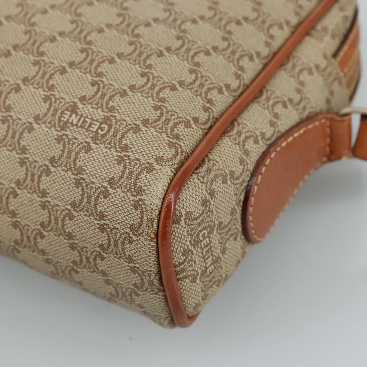 Celine Macadam Shoulder Bag Leather, BEIGE, LEATHER, Shoulder bag