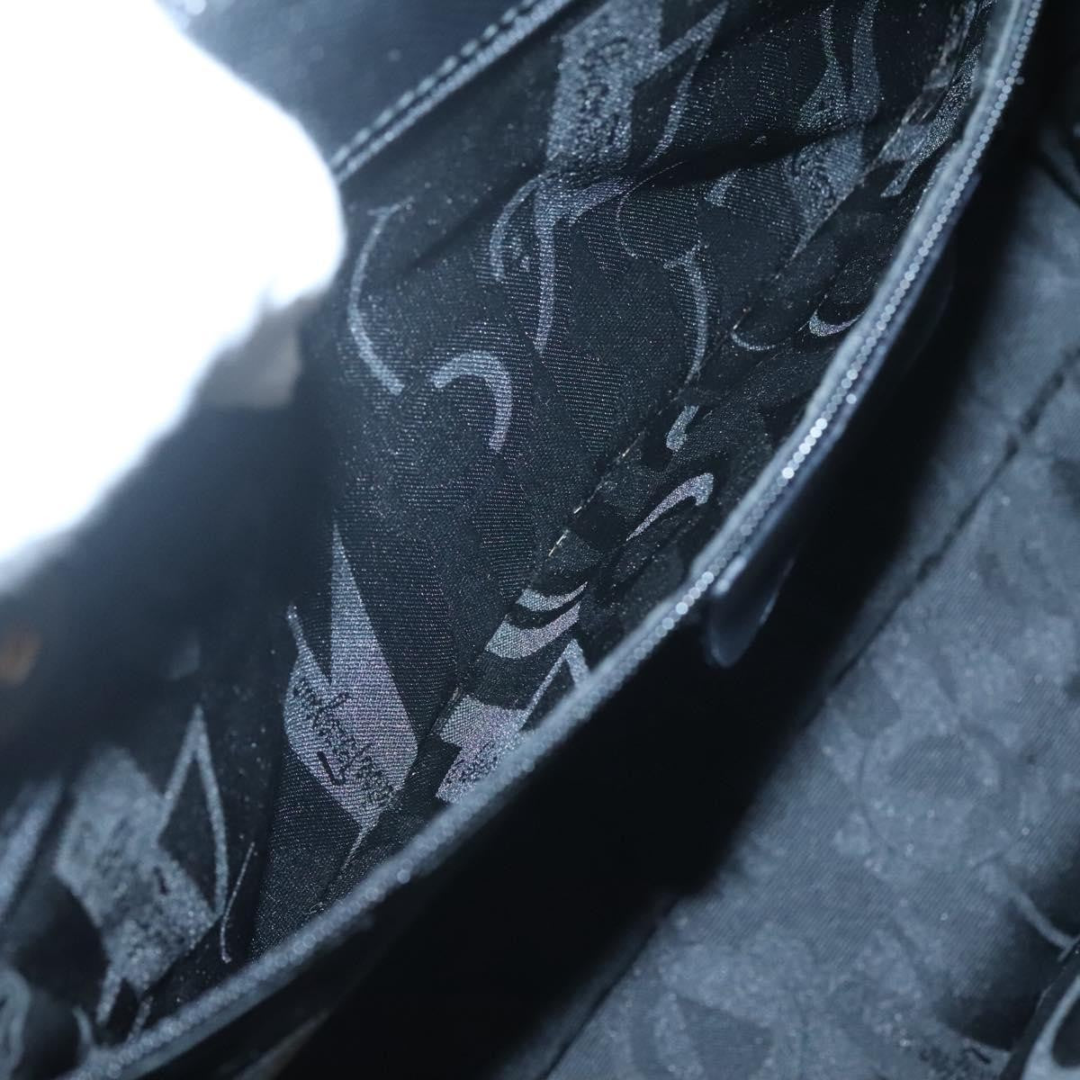 Salvatore Ferragamo Vintage Vara Bow Tote Lizard Embossed Leather, BLACK, LEATHER, Tote bag